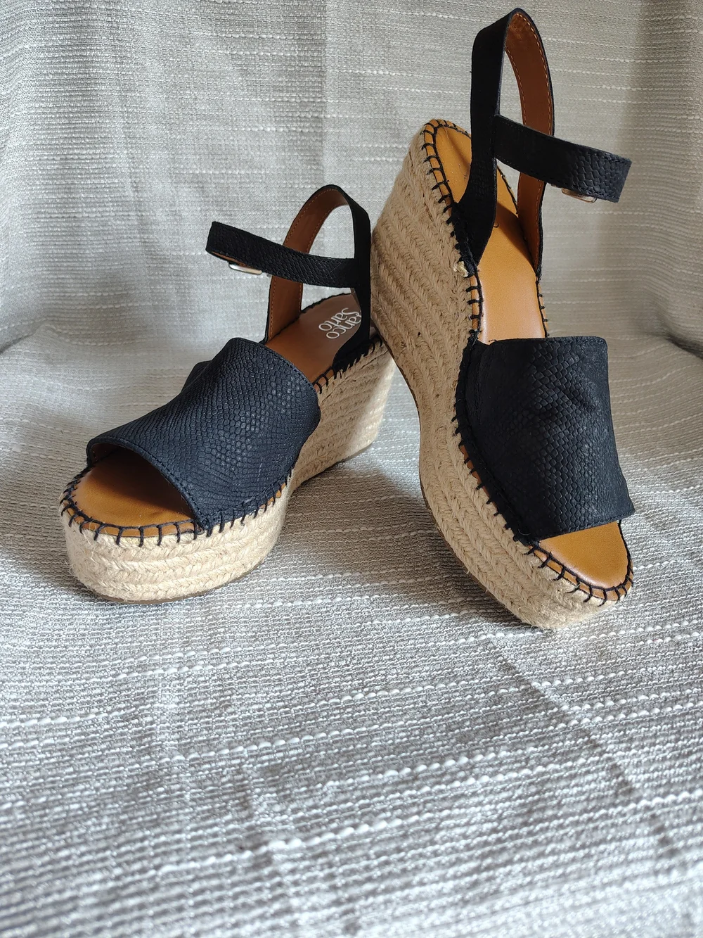 Franco Sarto Takara Black Suede Espadrille Platform Wedge Sandals Women 9M